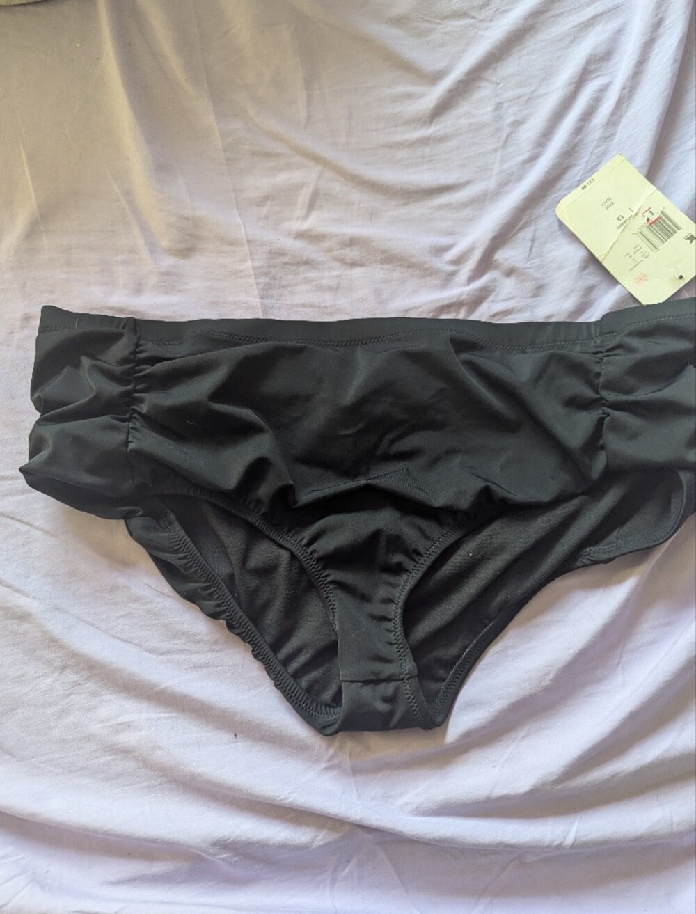 JACLYN SMITH Black Bikini Bottom with Ruched Waistband Sz 18